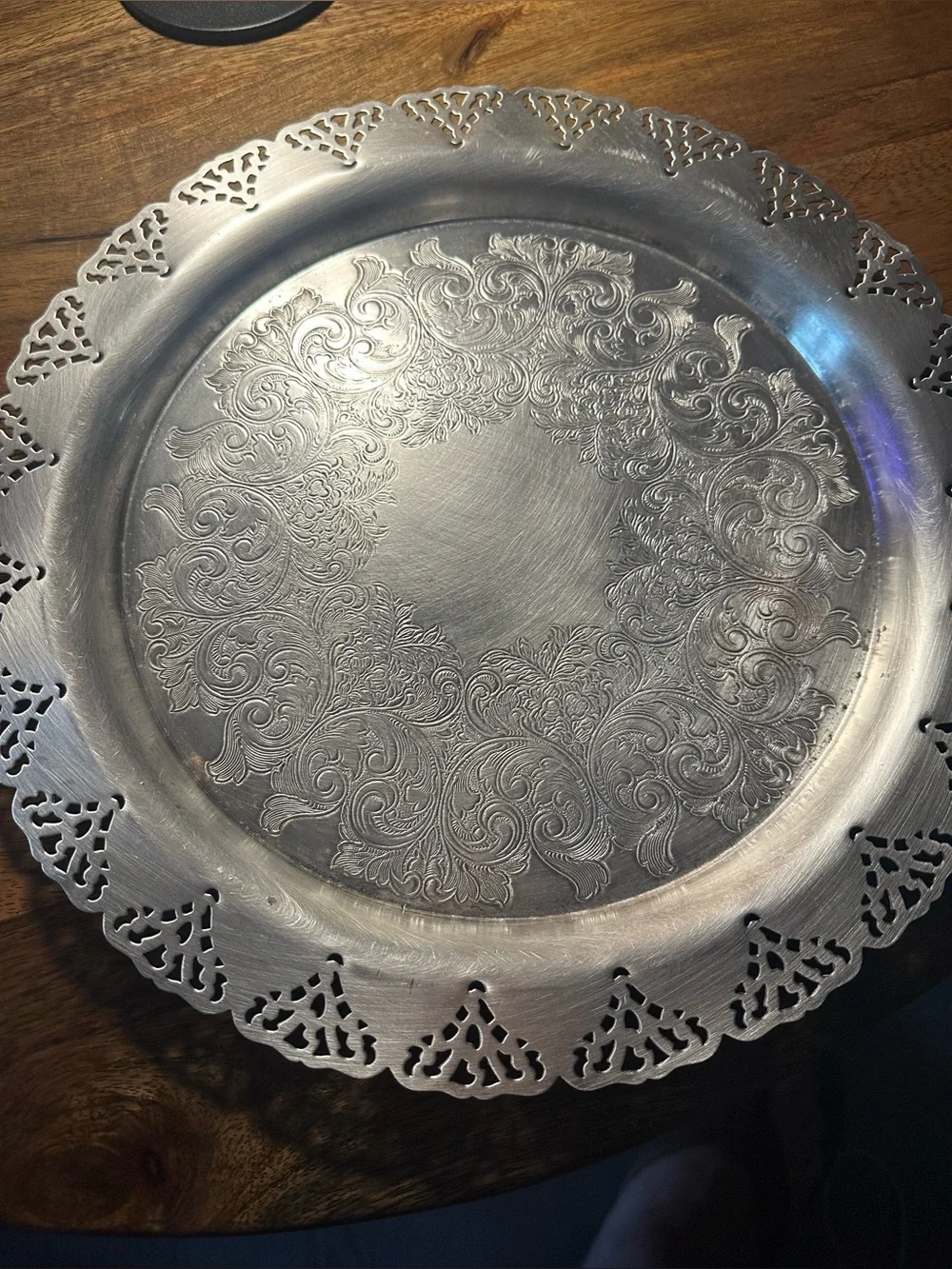 Silver Ornate Decorative Serving Tray - Elegant Home Dining Accent